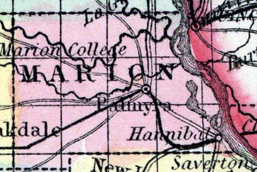 Marion County map from 1857