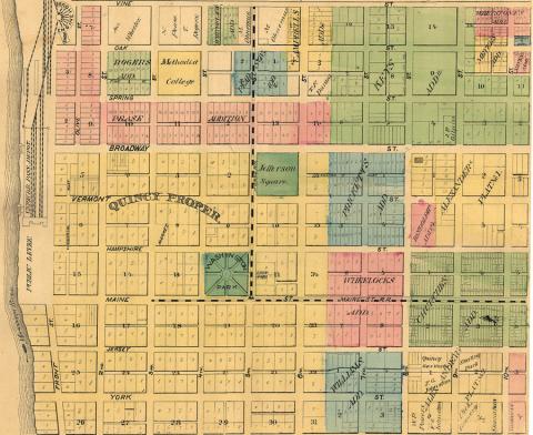 Quincy, Illinois, street plan, 1872