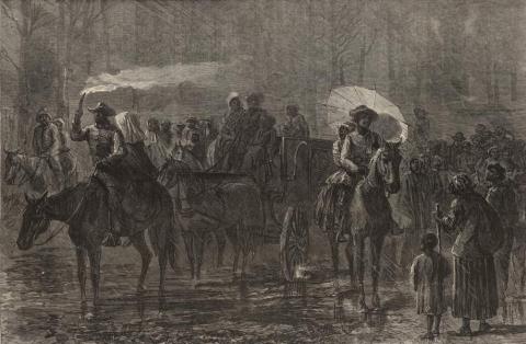 runaway slaves at nighttime on horseback