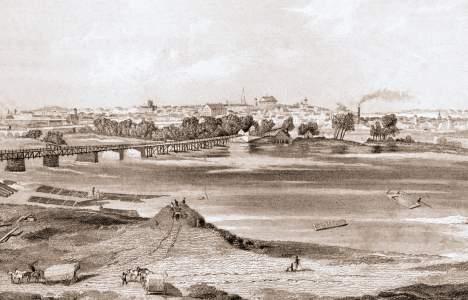 view of Richmond from across river, buildings in distance