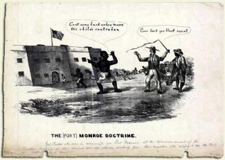 engraving of freedom seekers escaping to Fort Monroe
