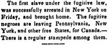 first slave under the fugitive law