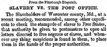 Slavery vs. The Post Office