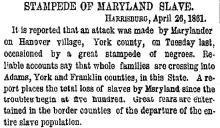 Stampede of Maryland Slave(s)