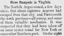Slave Stampede in Virginia
