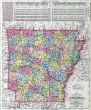 Arkansas, state map with counties different colors