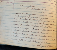 photograph of handwritten letter from a ledger book in the National Archives